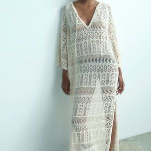 ZARA POINTELLE KNIT TUNIC Size M